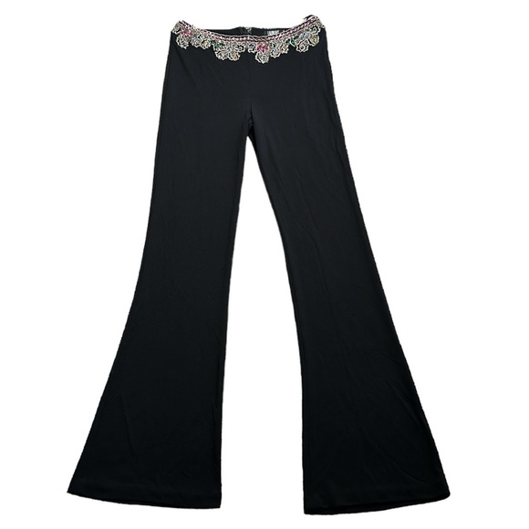 Laundry by shelli segal black jeweled west flare leg pants size 6 - Picture 1 of 10